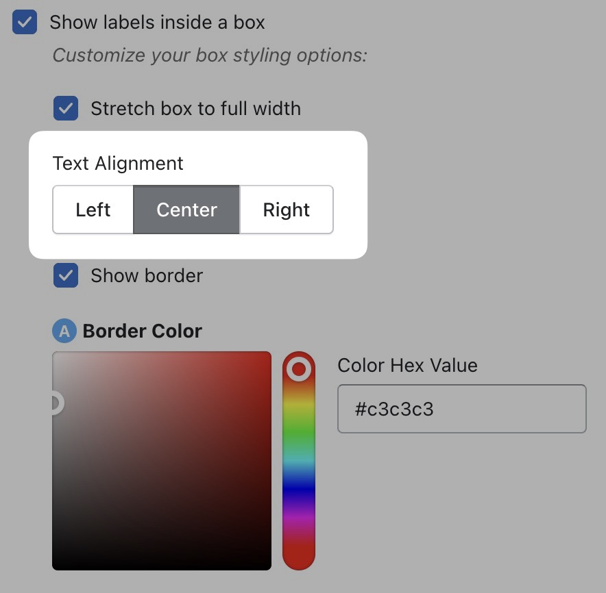 Text alignment option